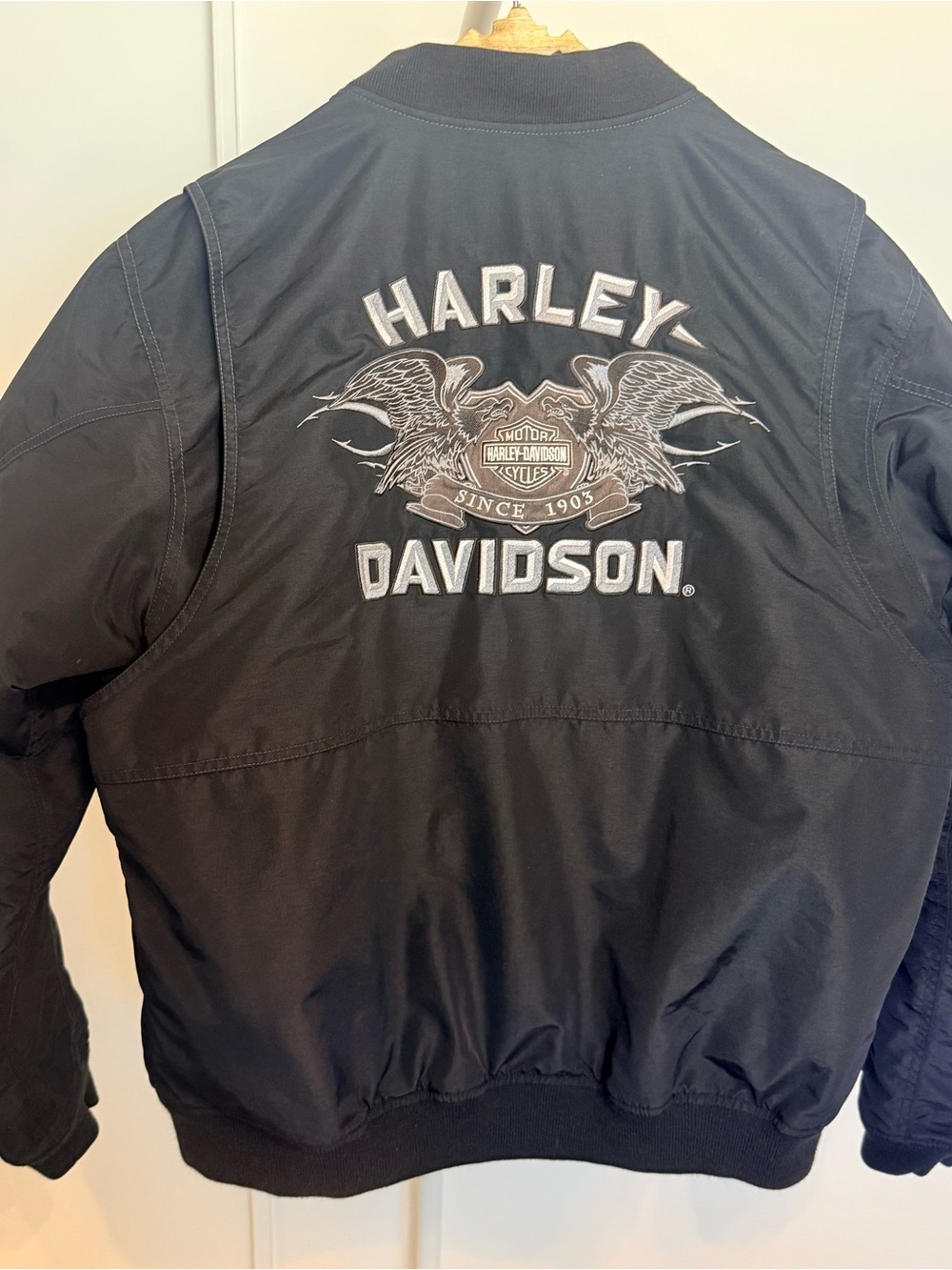 Vintage 2007 Harley-Davidson Embroidered Eagle Nylon Bomber Jacket